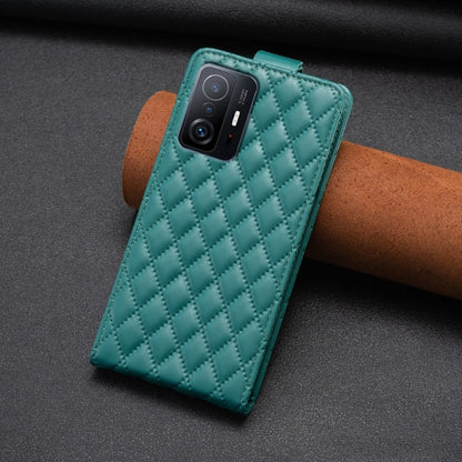 For Xiaomi Mi 11T / 11T Pro Diamond Lattice Vertical Flip Leather Phone Case(Green) - Xiaomi Cases by buy2fix | Online Shopping UK | buy2fix