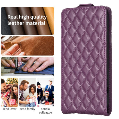 For Xiaomi Redmi 13C Diamond Lattice Vertical Flip Leather Phone Case(Dark Purple) - 13C Cases by buy2fix | Online Shopping UK | buy2fix