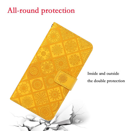 For iPhone 16 Pro Max Ethnic Style Embossed Pattern Leather Phone Case(Yellow) - iPhone 16 Pro Max Cases by buy2fix | Online Shopping UK | buy2fix