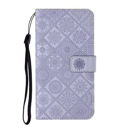 For iPhone 16 Pro Max Ethnic Style Embossed Pattern Leather Phone Case(Purple) - iPhone 16 Pro Max Cases by buy2fix | Online Shopping UK | buy2fix