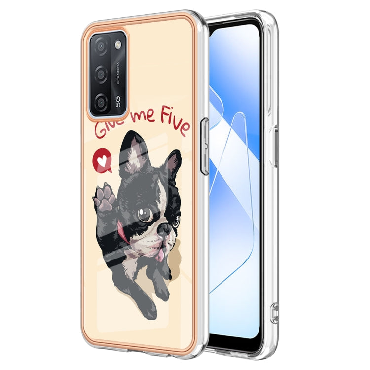 For OPPO A55 5G / A53s 5G / A54 4G Electroplating Marble Dual-side IMD Phone Case(Lucky Dog) - OPPO Cases by buy2fix | Online Shopping UK | buy2fix