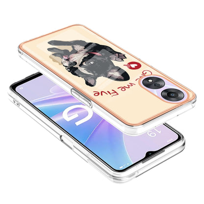 For OPPO A78 / A58 Electroplating Marble Dual-side IMD Phone Case(Lucky Dog) - OPPO Cases by buy2fix | Online Shopping UK | buy2fix