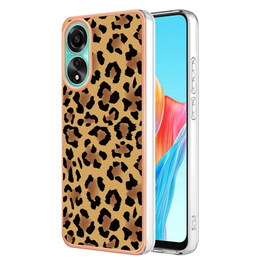 For OPPO A78 4G Electroplating Marble Dual-side IMD Phone Case(Leopard Print) - OPPO Cases by buy2fix | Online Shopping UK | buy2fix