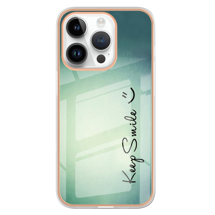 For iPhone 16 Pro Max Electroplating Marble Dual-side IMD Phone Case(Smile) - iPhone 16 Pro Max Cases by buy2fix | Online Shopping UK | buy2fix