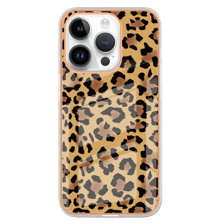 For iPhone 16 Pro Max Electroplating Marble Dual-side IMD Phone Case(Leopard Print) - iPhone 16 Pro Max Cases by buy2fix | Online Shopping UK | buy2fix