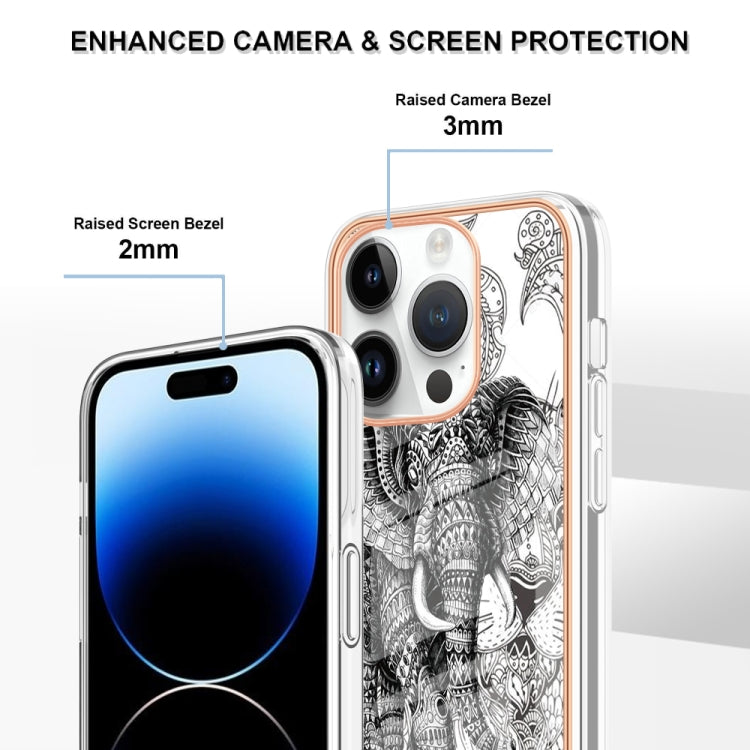 For iPhone 16 Pro Max Electroplating Marble Dual-side IMD Phone Case(Totem Elephant) - iPhone 16 Pro Max Cases by buy2fix | Online Shopping UK | buy2fix