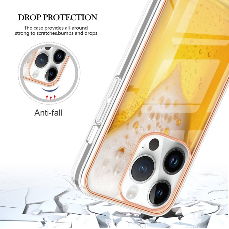 For iPhone 16 Pro Max Electroplating Marble Dual-side IMD Phone Case(Draft Beer) - iPhone 16 Pro Max Cases by buy2fix | Online Shopping UK | buy2fix