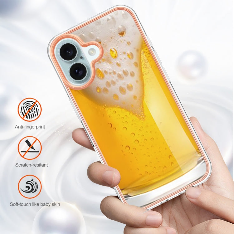 For iPhone 16 Plus Electroplating Marble Dual-side IMD Phone Case(Draft Beer) - iPhone 16 Plus Cases by buy2fix | Online Shopping UK | buy2fix