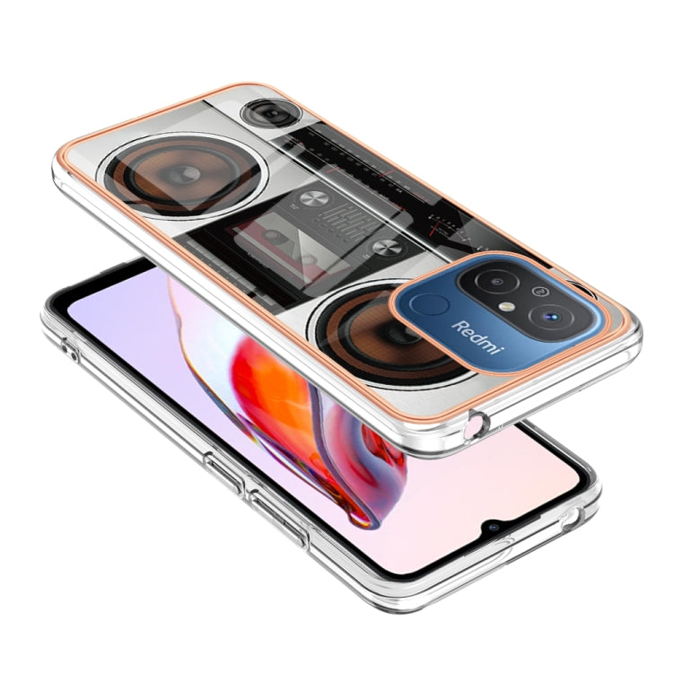 For Xiaomi Redmi 12C / 11A 4G Electroplating Marble Dual-side IMD Phone Case(Retro Radio) - Xiaomi Cases by buy2fix | Online Shopping UK | buy2fix