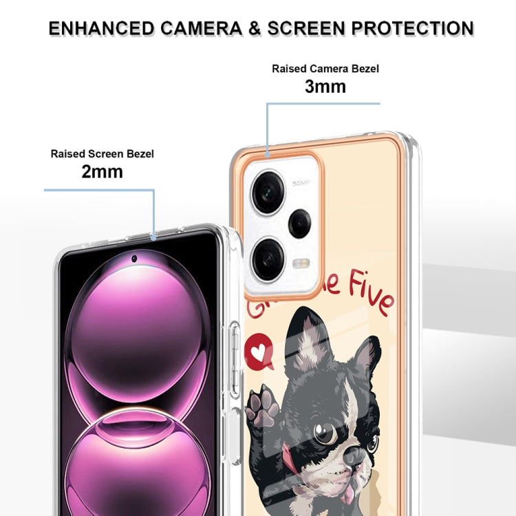 For Xiaomi Redmi Note 12 Pro 5G Global Electroplating Marble Dual-side IMD Phone Case(Lucky Dog) - Xiaomi Cases by buy2fix | Online Shopping UK | buy2fix