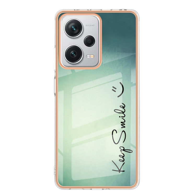 For Xiaomi Redmi Note 12 Pro+ Global Electroplating Marble Dual-side IMD Phone Case(Smile) - Xiaomi Cases by buy2fix | Online Shopping UK | buy2fix