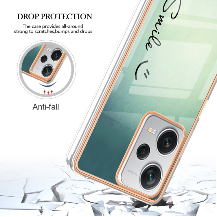 For Xiaomi Redmi Note 12 Pro+ Global Electroplating Marble Dual-side IMD Phone Case(Smile) - Xiaomi Cases by buy2fix | Online Shopping UK | buy2fix