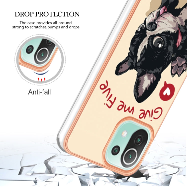 For Xiaomi 11 Lite Electroplating Marble Dual-side IMD Phone Case(Lucky Dog) - Xiaomi Cases by buy2fix | Online Shopping UK | buy2fix