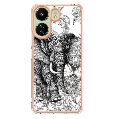 For Xiaomi Redmi 13C 4G Electroplating Marble Dual-side IMD Phone Case(Totem Elephant) - 13C Cases by buy2fix | Online Shopping UK | buy2fix