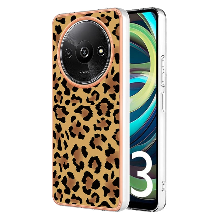 For Xiaomi Redmi A3 Electroplating Marble Dual-side IMD Phone Case(Leopard Print) - Xiaomi Cases by buy2fix | Online Shopping UK | buy2fix