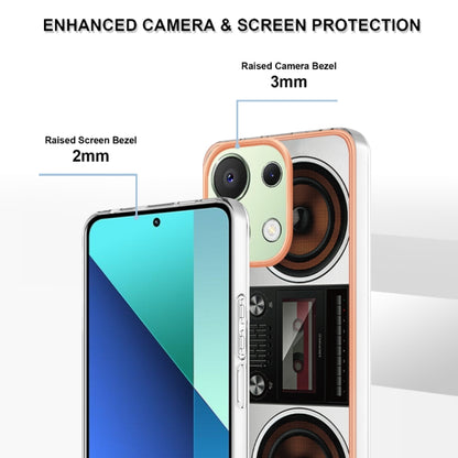 For Xiaomi Redmi Note 13 4G Global Electroplating Marble Dual-side IMD Phone Case(Retro Radio) - Note 13 Cases by buy2fix | Online Shopping UK | buy2fix