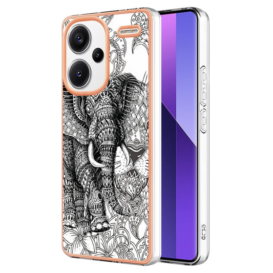 For Xiaomi Redmi Note 13 Pro+ 5G Electroplating Marble Dual-side IMD Phone Case(Totem Elephant) - Note 13 Pro+ Cases by buy2fix | Online Shopping UK | buy2fix