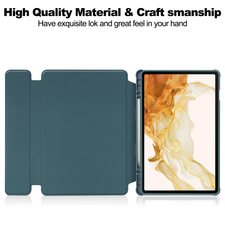 For Samsung Galaxy Tab S9+ 360 Rotation Transparent Smart Leather Case(Dark Green) - Galaxy Tab S9+ Cases by buy2fix | Online Shopping UK | buy2fix