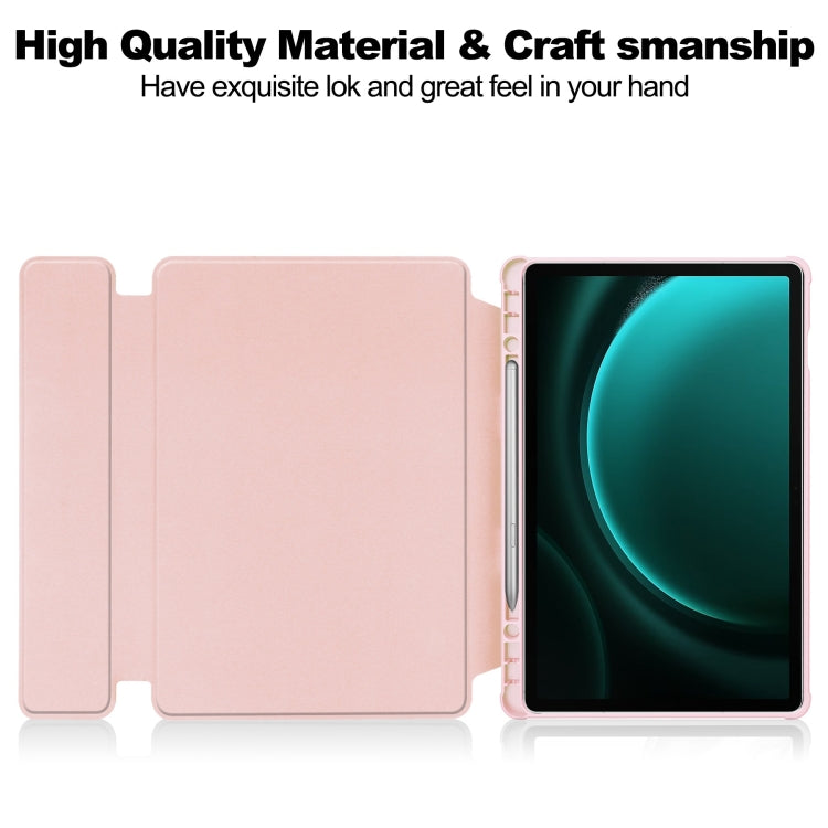 For Samsung Galaxy Tab S9 FE+ 360 Rotation Transparent Smart Leather Case(Pink) - Galaxy Tab S9 FE+ by buy2fix | Online Shopping UK | buy2fix