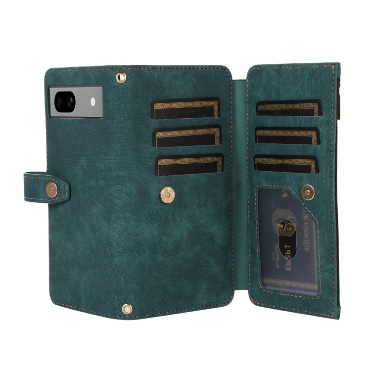 For Google Pixel 7a Dream 9-Card Wallet Zipper Bag Leather Phone Case(Green) - Google Cases by buy2fix | Online Shopping UK | buy2fix