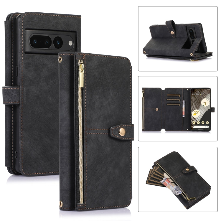 For Google Pixel 7 Pro Dream 9-Card Wallet Zipper Bag Leather Phone Case(Black) - Google Cases by buy2fix | Online Shopping UK | buy2fix