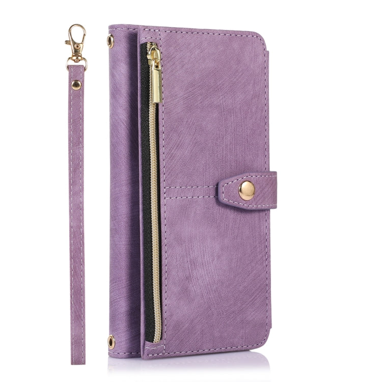 For Google Pixel 7 Dream 9-Card Wallet Zipper Bag Leather Phone Case(Purple) - Google Cases by buy2fix | Online Shopping UK | buy2fix