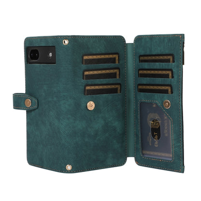 For Google Pixel 6a Dream 9-Card Wallet Zipper Bag Leather Phone Case(Green) - Google Cases by buy2fix | Online Shopping UK | buy2fix