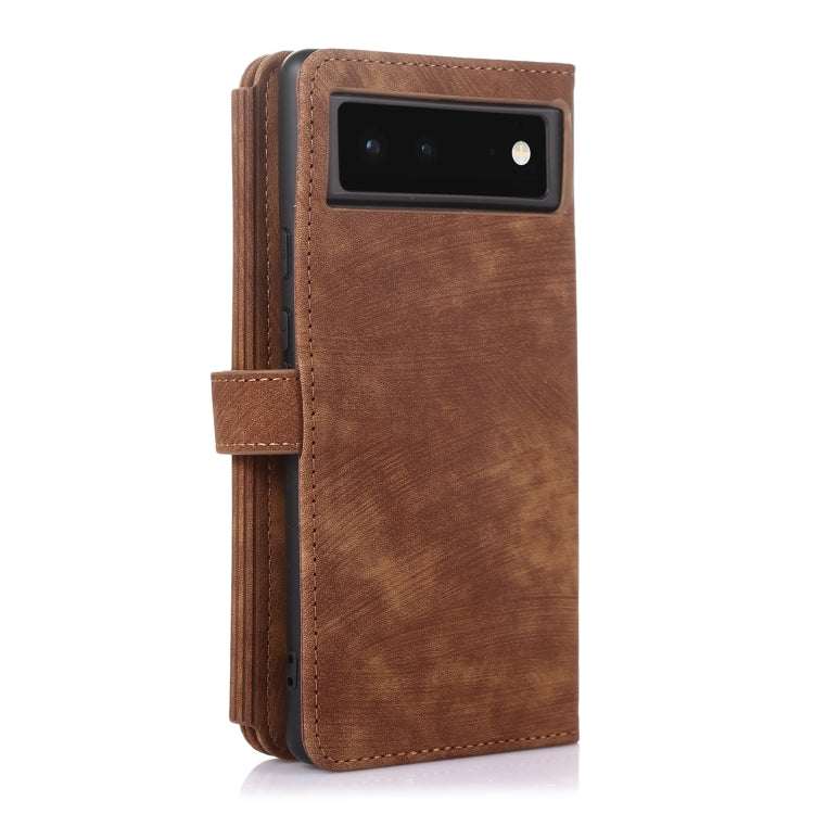 For Google Pixel 6 Dream 9-Card Wallet Zipper Bag Leather Phone Case(Brown) - Google Cases by buy2fix | Online Shopping UK | buy2fix