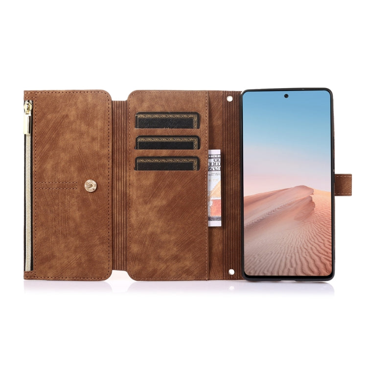 For Google Pixel 6 Dream 9-Card Wallet Zipper Bag Leather Phone Case(Brown) - Google Cases by buy2fix | Online Shopping UK | buy2fix