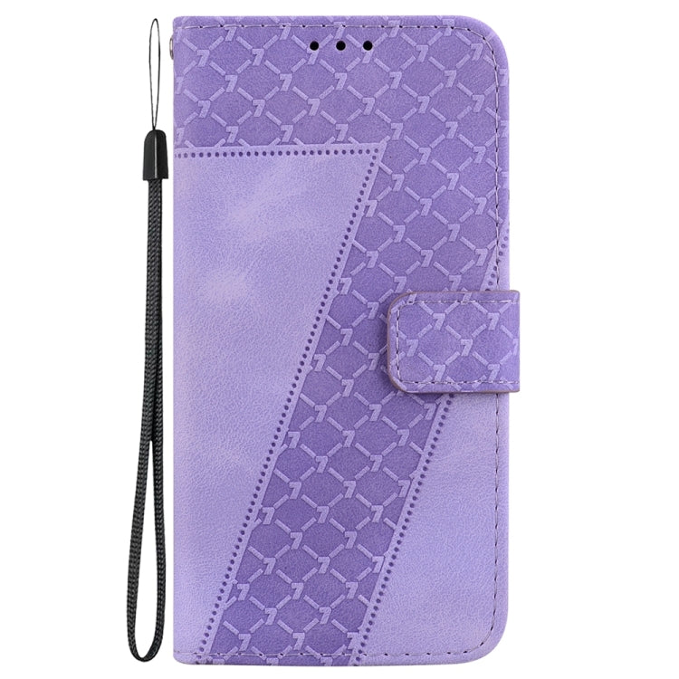 For Motorola Edge 2024 Seven-shaped Embossed Leather Phone Case(Purple) - Motorola Cases by buy2fix | Online Shopping UK | buy2fix