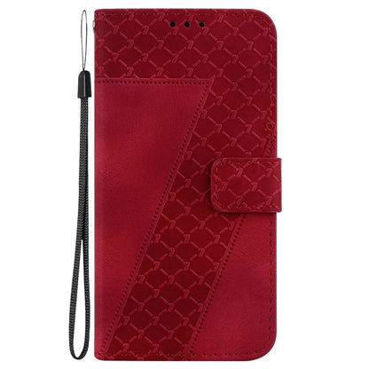 For Motorola Edge 2024 Seven-shaped Embossed Leather Phone Case(Red) - Motorola Cases by buy2fix | Online Shopping UK | buy2fix