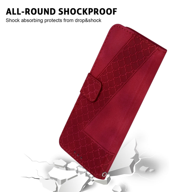 For Motorola Edge 2024 Seven-shaped Embossed Leather Phone Case(Red) - Motorola Cases by buy2fix | Online Shopping UK | buy2fix