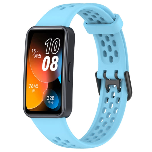 For Huawei Band 8 Solid Color Breathable Silicone Watch Band(Light Blue) - Watch Bands by buy2fix | Online Shopping UK | buy2fix