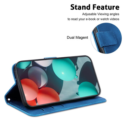 For Samsung Galaxy S22+ 5G 7-shaped Embossed Leather Phone Case(Blue) - Galaxy S22+ 5G Cases by buy2fix | Online Shopping UK | buy2fix