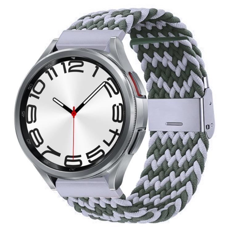 For Samsung Galaxy Watch 6 / 6 Classic Nylon Braided Metal Buckle Watch Band(W Green White) - Watch Bands by buy2fix | Online Shopping UK | buy2fix