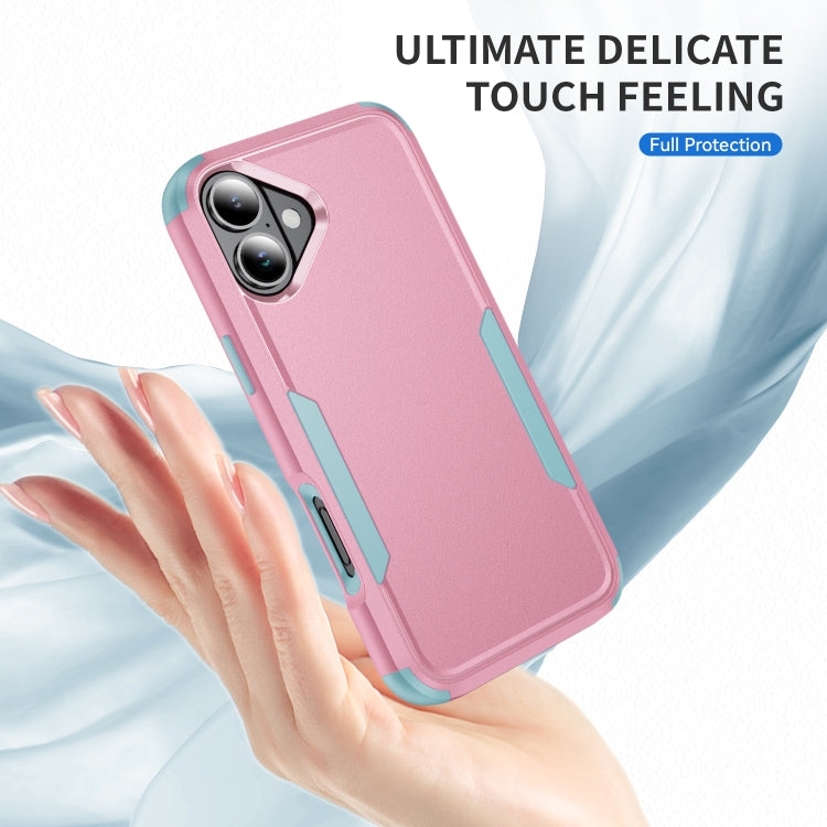 For iPhone 16 Plus Commuter Shockproof TPU + PC Phone Case(Pink+Grey Green) - iPhone 16 Plus Cases by buy2fix | Online Shopping UK | buy2fix