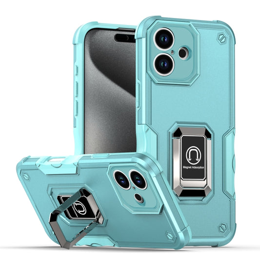 For iPhone 16 Plus Ring Holder Non-slip Shockproof Armor Phone Case(Mint Green) - iPhone 16 Plus Cases by buy2fix | Online Shopping UK | buy2fix