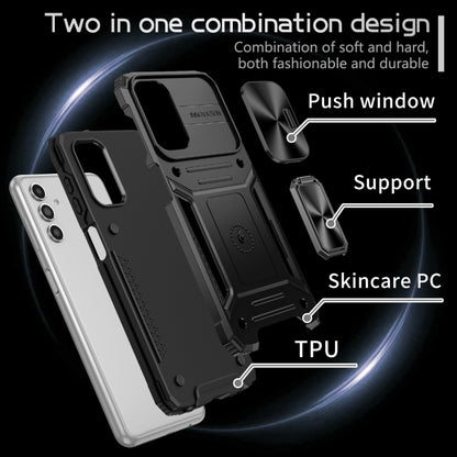 For Samsung Galaxy A13 4G/5G Camshield Robot TPU Hybrid PC Phone Case(Black) - Galaxy Phone Cases by buy2fix | Online Shopping UK | buy2fix