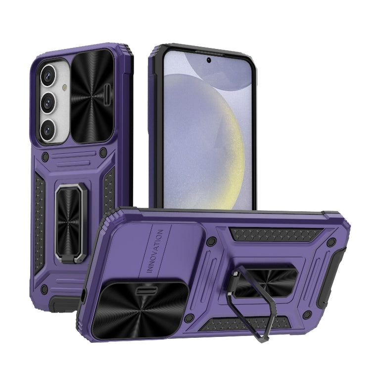 For Samsung Galaxy S24+ 5G Camshield Robot TPU Hybrid PC Phone Case(Purple) - Galaxy S24+ 5G Cases by buy2fix | Online Shopping UK | buy2fix