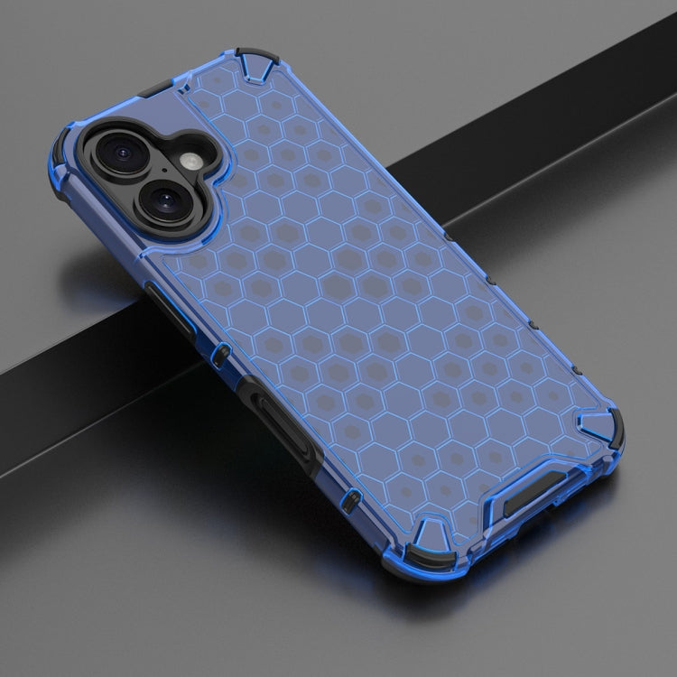 For iPhone 16 Honeycomb Shockproof Phone Case(Blue) - iPhone 16 Cases by buy2fix | Online Shopping UK | buy2fix