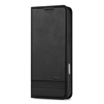 For iPhone 16 AZNS Magnetic Calf Texture Flip Leather Phone Case(Black) - iPhone 16 Cases by AZNS | Online Shopping UK | buy2fix