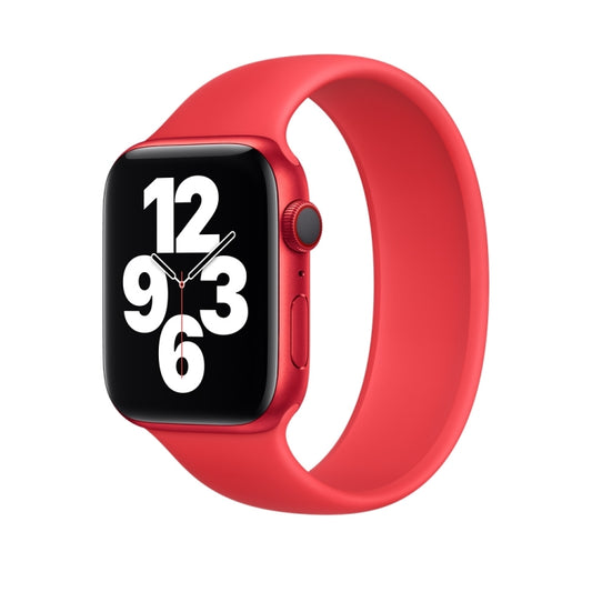 For Apple Watch Series 9&8&7 41mm / SE 3&SE 2&6&SE&5&4 40mm / 3&2&1 38mm Solid Color Elastic Silicone Watch Band, Size:S 130mm (Red) - Watch Bands by buy2fix | Online Shopping UK | buy2fix