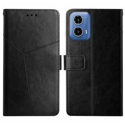 For Motorola Edge 5G 2024 HT01 Y-shaped Pattern Flip Leather Phone Case(Black) - Motorola Cases by buy2fix | Online Shopping UK | buy2fix