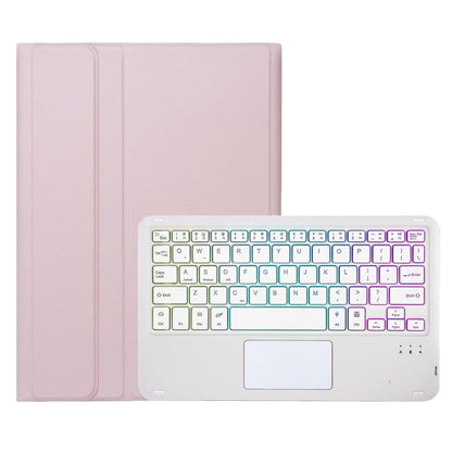 For Samsung Galaxy Tab S9 FE Candy Color Touch Backlight Bluetooth Keyboard Leather Tablet Case with Pen Holder(Pink) - Samsung Keyboard by buy2fix | Online Shopping UK | buy2fix