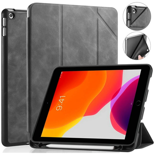 For iPad 10.2 2021 / 2020 / 2019 DG.MING See Series Horizontal Flip Leather Case with Holder & Pen Holder(Grey) - iPad 10.2 Cases by DG.MING | Online Shopping UK | buy2fix