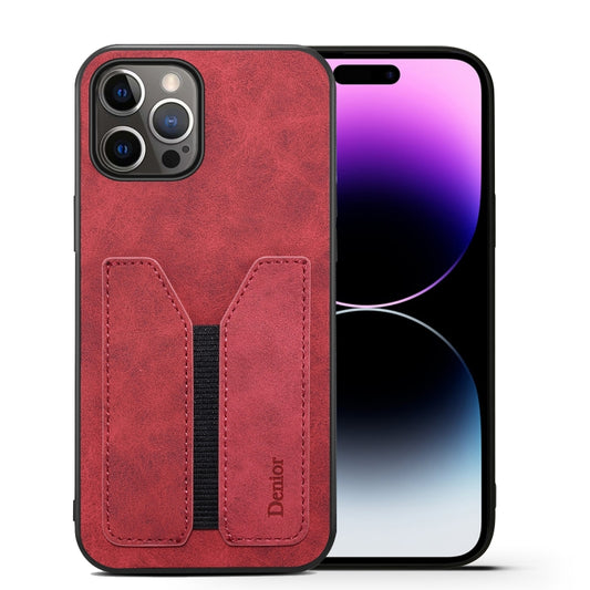 For iPhone 15 Pro Max Denior DV Elastic Card Slot PU Back Cover Phone Case(Red) - iPhone 15 Pro Max Cases by Denior | Online Shopping UK | buy2fix