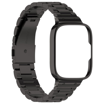 For Redmi Watch 3 Lite / Watch 3 Active 2 in 1 Three-bead Metal Watch Band with Watch Frame(Black) - Watch Bands by buy2fix | Online Shopping UK | buy2fix