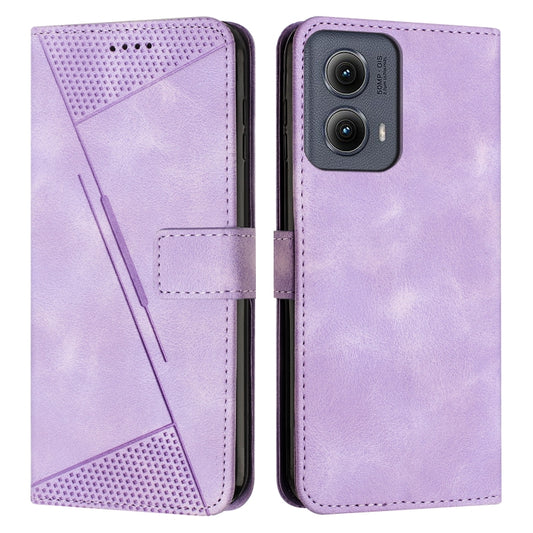 For Motorola Edge 2024 Dream Triangle Leather Phone Case with Lanyard(Purple) - Motorola Cases by buy2fix | Online Shopping UK | buy2fix