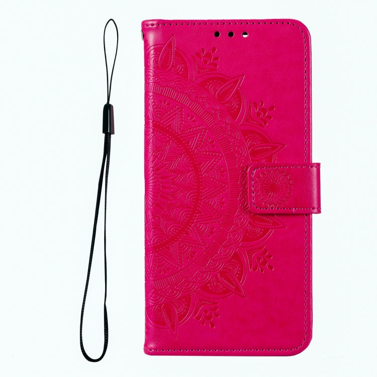 For iPhone 16 Pro Totem Flower Embossed Leather Phone Case(Red) - iPhone 16 Pro Cases by buy2fix | Online Shopping UK | buy2fix