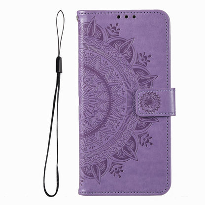 For iPhone 16 Plus Totem Flower Embossed Leather Phone Case(Purple) - iPhone 16 Plus Cases by buy2fix | Online Shopping UK | buy2fix